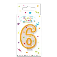 Narozeninová puntíkovaná svíčka číslo 6