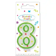 Narozeninová puntíkovaná svíčka číslo 8