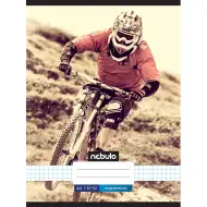 Nebulo: Sešit s kostkovaným vzorem a motivem cyklisty, šitý, 87-32 A/4