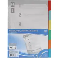 Oddělovací listy do pořadače, 6 kusů, formát A4.