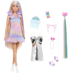 Panenka Barbie v kočičím oblečení s módními prameny - herní sada Mattel obrázek 3