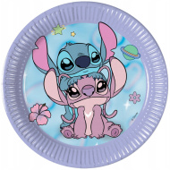 Papírové talíře Disney Stitch a Angel, sada 8 ks, 20 cm