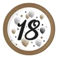 Papírtalíř s nápisem "18" 8ks sada 23cm