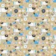 Pastelově barevný balicí papír s pejsky 100x70 cm