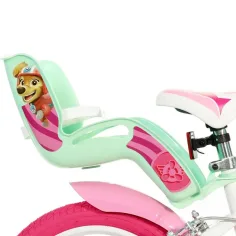 Paw Patrol Skye 14” dětské kolo s košíkem a sedačkou pro panenku v růžovo-mátově zelené barvě – Dino Bikes kolo obrázek 2
