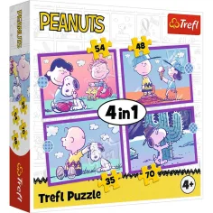 Peanuts Snoopyho psí den 4 v 1 puzzle 35–48–54–70 dílků - Trefl