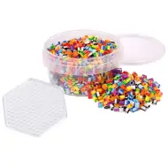 PlayBox: 5mm MIDI zažehlovací pruhované korálky s šestihrannou podložkou, 1000 ks