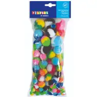 PlayBox: Barevná sada 100 kusů pompónů v různých velikostech.