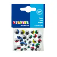 PlayBox: Barevné pohyblivé oči s řasami v různých velikostech, 30 ks.