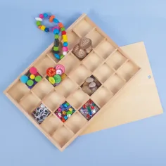 PlayBox: Dřevěná úložná krabice s víkem se 30 přihrádkami. obrázek 2