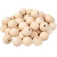 PlayBox: Přírodní dřevěné korálky o velikosti 30 mm, balení 50 kusů.