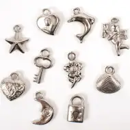 PlayBox: Plastové stříbrné navlékací přívěsky, balení 200 ks