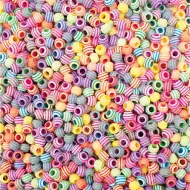 PlayBox: Pruhované, pastelové navlékací korálky 9mm 1550ks