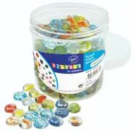 PlayBox: Sada průhledných skleněných oblázků, 200 kusů