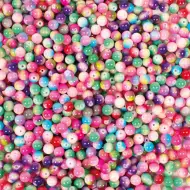 Playbox: Sada navlékacích barevných melange skleněných korálků – Ø 8 mm, balení 250 ks
