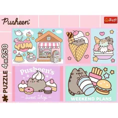 Poznejte kočku Pusheen – 4×250 dílků puzzle – Trefl obrázek 2