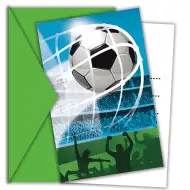 Pozvánka na fotbalovou párty s motivem gólové radosti s obálkou, sada 6 ks