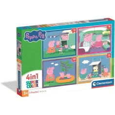 Prasátko Peppa 4 v 1 Supercolor puzzle - Clementoni