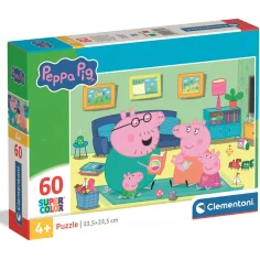 Prasátko Peppa rodinná zábava 60 dílků Supercolor puzzle - Clementoni