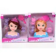 Princezna k hřebenování s doplňky pro panenku hlavu ve dvou variantách