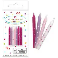 Růžové narozeninové svíčky 12 ks