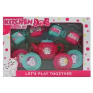 Růžový čajový set s hračkou psa