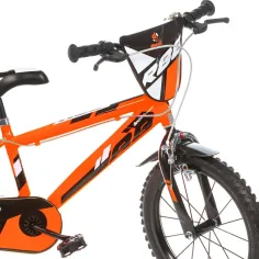 R88 16” dětské kolo s držákem na láhev a postranními kolečky v oranžovo-černé barvě – kolo Dino Bikes obrázek 3
