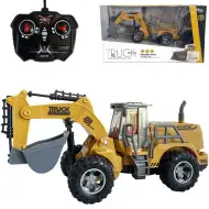 RC dálkově ovládaný bagr s pracovním strojem s efekty světel v měřítku 1/30, 24 cm