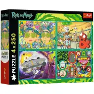 Rick a Morty Šílená dobrodružství 4x250dílné puzzle - Trefl