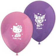 Sada 8 latexových balónků s motivem Hello Kitty a Kuromi