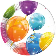 Sada 8 papírových talířů s lesklými balónky