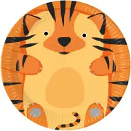 Sada 8 papírových talířů s tygřím vzorem, 23 cm
