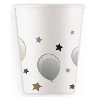 Sada 8 stříbrných papírových kelímků 200 ml