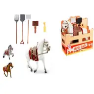 Sada na hraní s koněm se sedlem a nářadím, 16 cm, v různých variantách