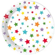 Sada papírových talířů s hvězdičkami, 8 ks, 20 cm