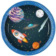 Sada papírových talířů s vesmírným motivem, 8 ks, 20 cm