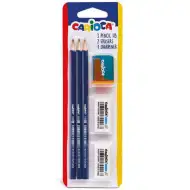 Školní sada 3 tužky, 2 gumy, 1 ořezávátko - Carioca