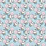 Sladká panda s lízátkem, modrý balicí papír 100x70 cm