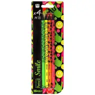 Spirit: Černá trojúhelníková tužka HB s otiskem prstu a gumou, sada 4 kusů