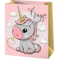 Středně velká dárková taška s jednorožcem 18x23x10cm