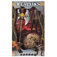 Středověký bard s štítem a chráničem předloktí s drápy ve třídílné sadě