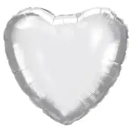 Stříbrný fóliový balónek ve tvaru srdce – 46 cm