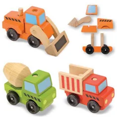 Stavební dřevěná sada vozidel - Melissa & Doug obrázek 3