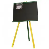 Stojanová dřevěná tabule na kreslení s křídou, barevné nohy