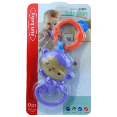 Sun Baby: Veselá fialová opice bez BPA dětská chrastítko obrázek 4