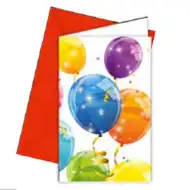 Třpytivé pozvánky na párty s balónky a obálkami 6 ks