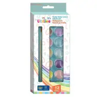 The Littlies: Akvarelové barvy 12 pastelových odstínů se štětcem