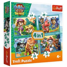 Tlapková patrola – Dobrodružství na dinosauřím ostrově 4 v 1 sada puzzle - Trefl