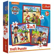 Tlapková patrola: Šťastní pejsci 3 v 1 puzzle - Trefl