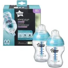 Tommee Tippee: Advanced ANTI-COLIC tyrkysová kojenecká láhev, sada 2 ks, 260 ml (0 m+)
